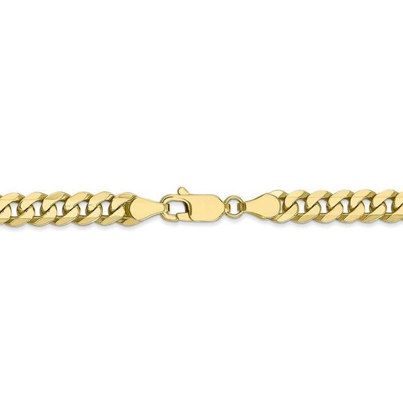 5.75mm 10k Yellow Gold Flat Beveled Curb Chain Necklace, 24 Inch - Picture 4 of 8